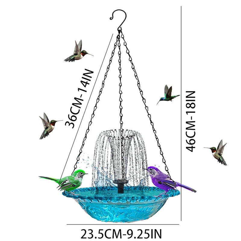 Outdoor Solar Bird Fountain Floating Bath With Blue Design