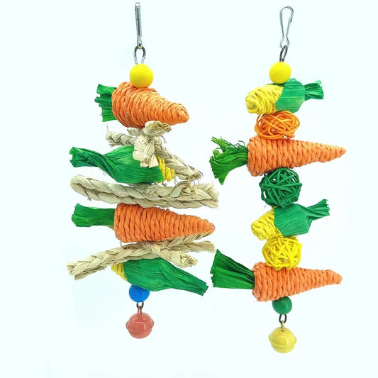 Handmade Woven Vine Carrot Corn Chew Toy For Small Pets