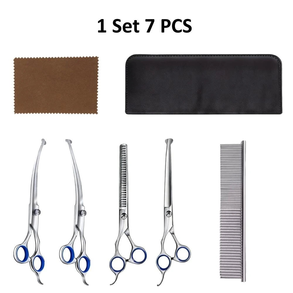 Titanium Coated Professional Dog Grooming Scissors 7 In 1