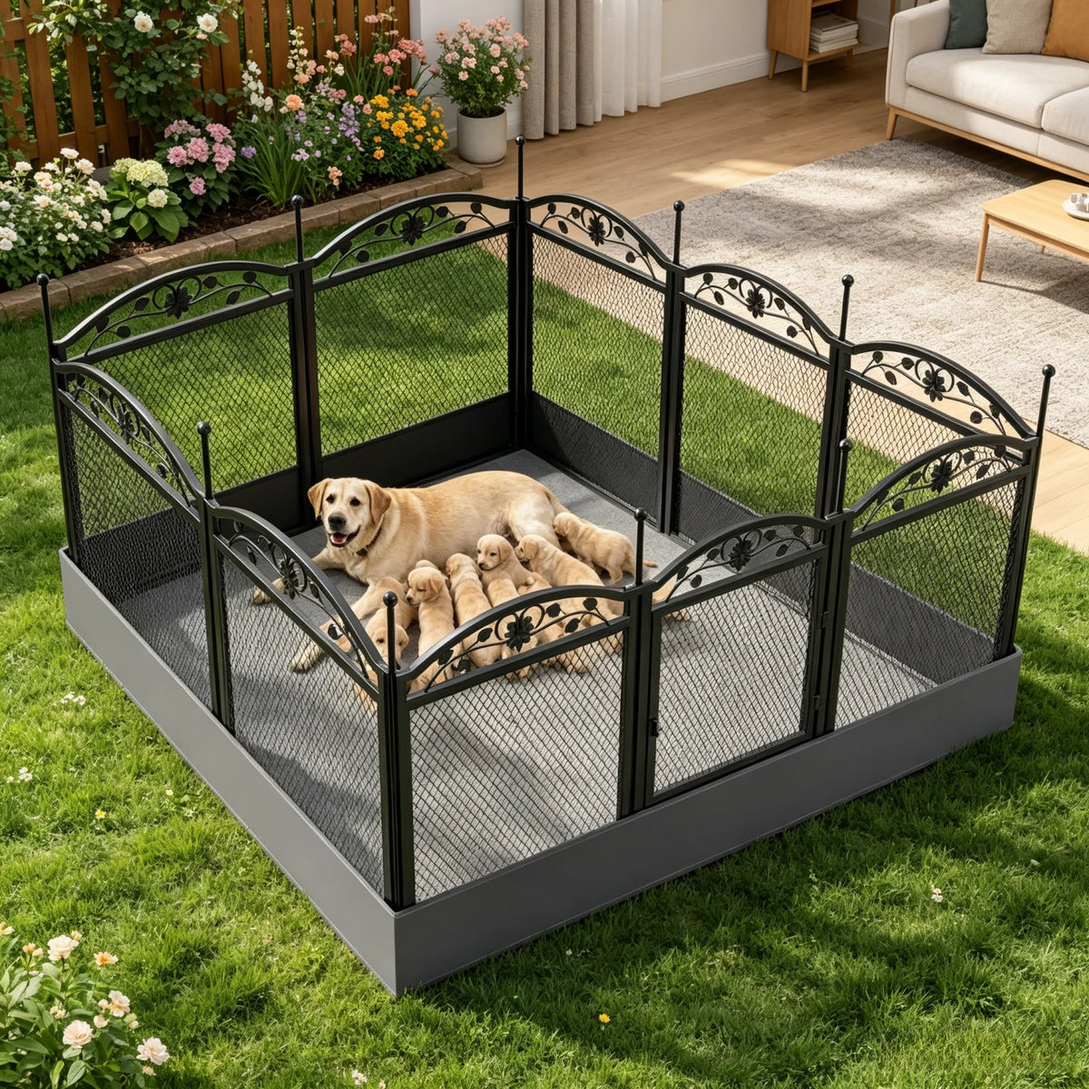 Bingopaw Foldable Metal Dog Playpen Exercise Fence With Gate