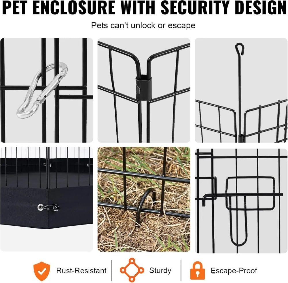 Dog Playpen 4 Panels Foldable Metal Exercise Pen With Door