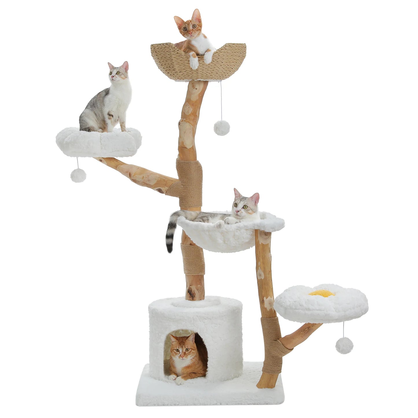 PAWZ Road Large Cat Tree Tower With Sisal Scratching Post And Wicker Basket Bed
