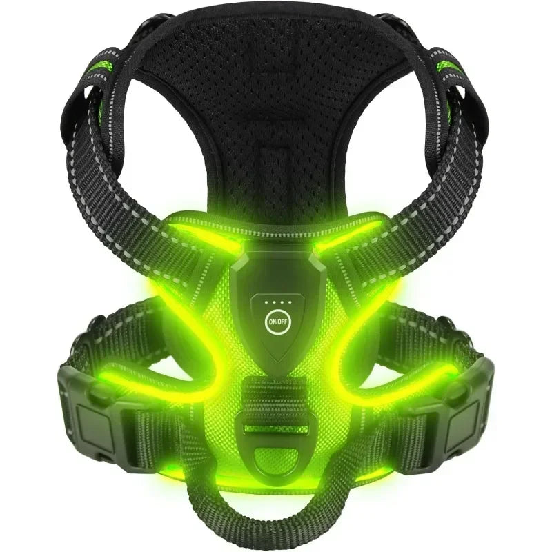NONECN Led Luminous Dog Harness No-Pull Adjustable Rechargeable Vest
