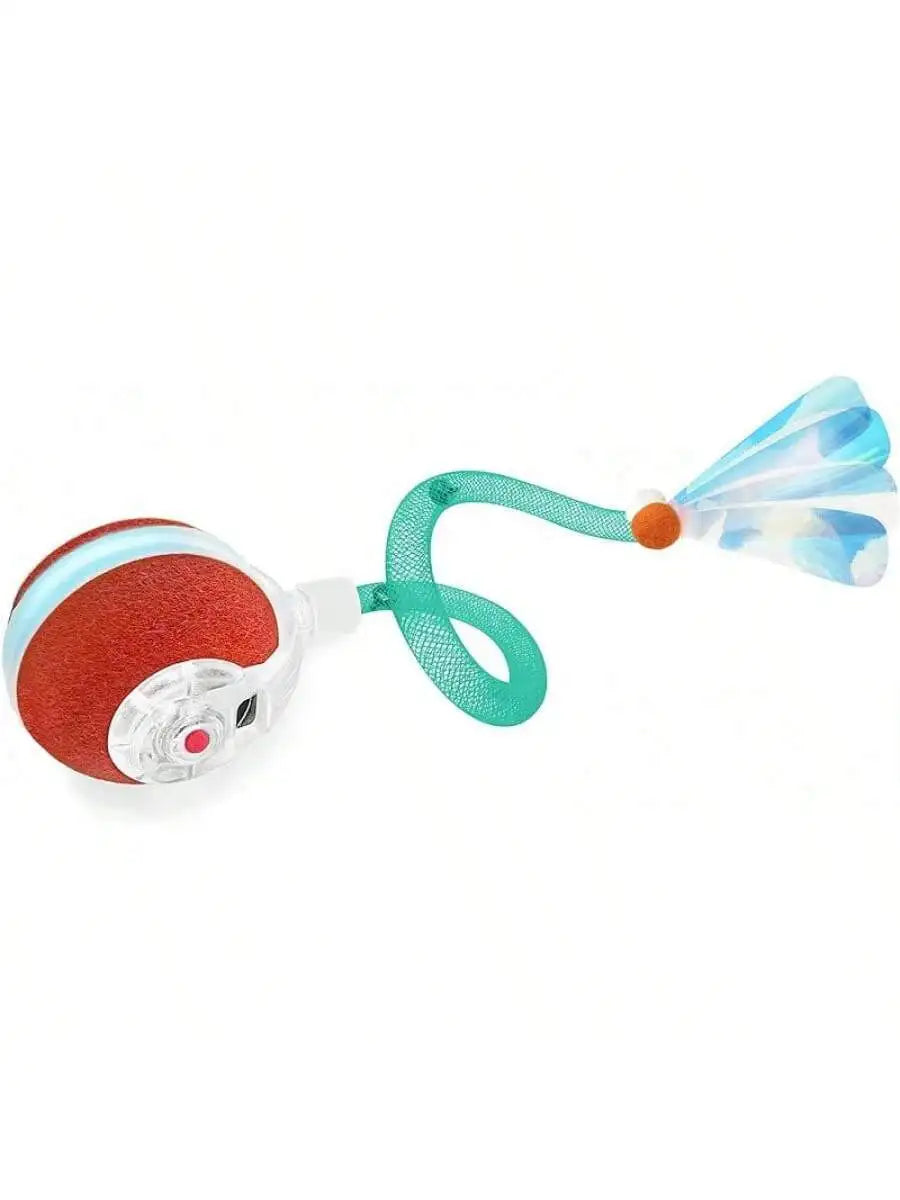 Interactive Cat Ball Toy With Elastic Mesh Tail Motion Activated