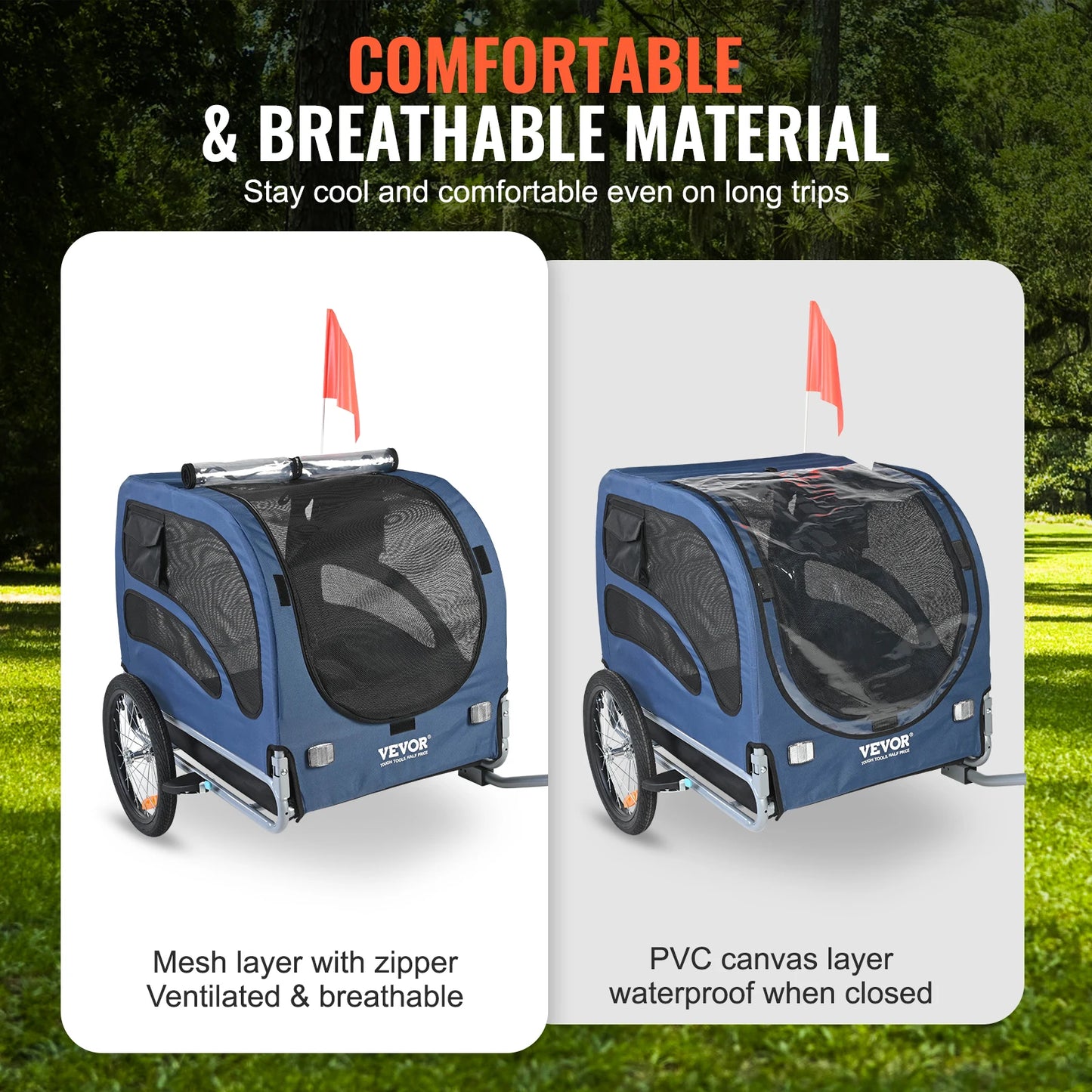 Pet Bicycle Trailer For Dogs With Reflectors And Coupler