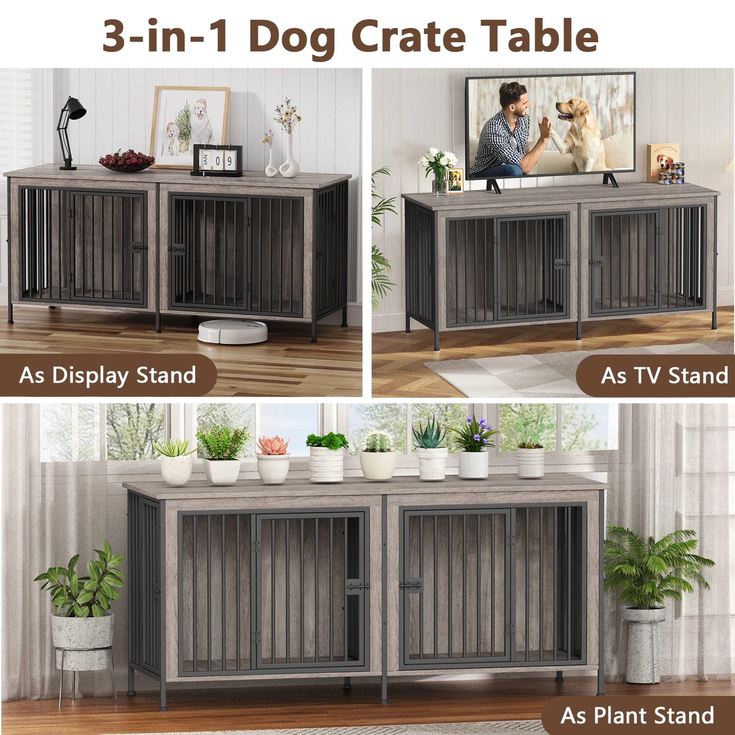 Heavy Duty Dog Crate Furniture Kennel Table For TV Stand