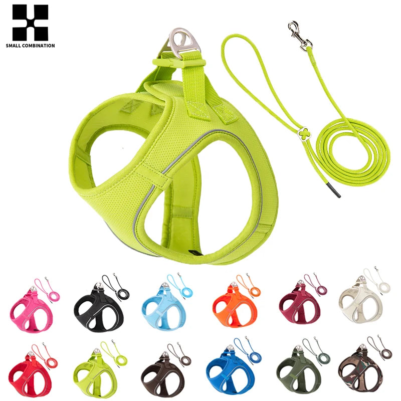 Dog Harness Leash Set for Small-To-Medium Dogs Reflective Adjustable