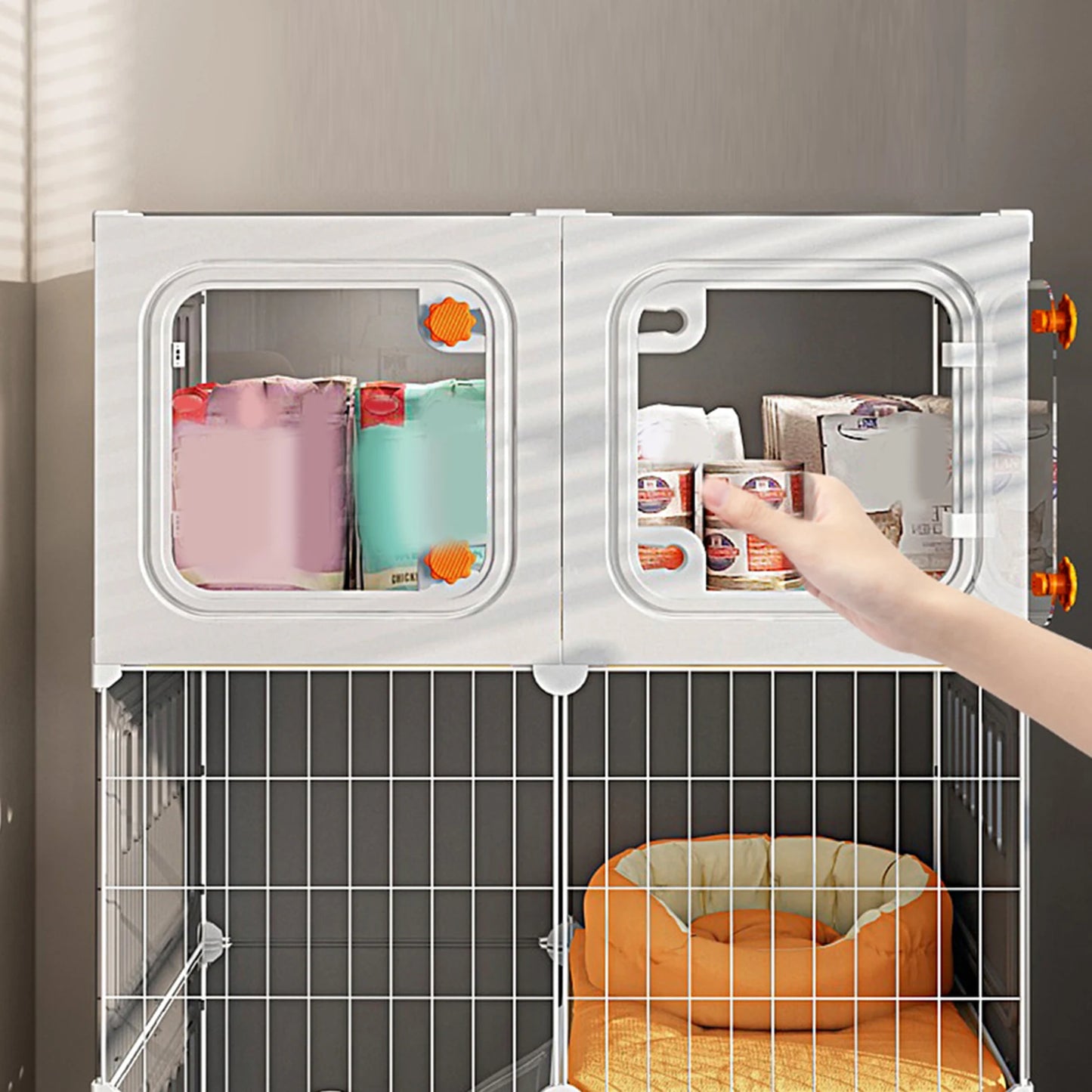 Indoor Cat Cage With Bed DIY Metal Wire Kennel Hammock
