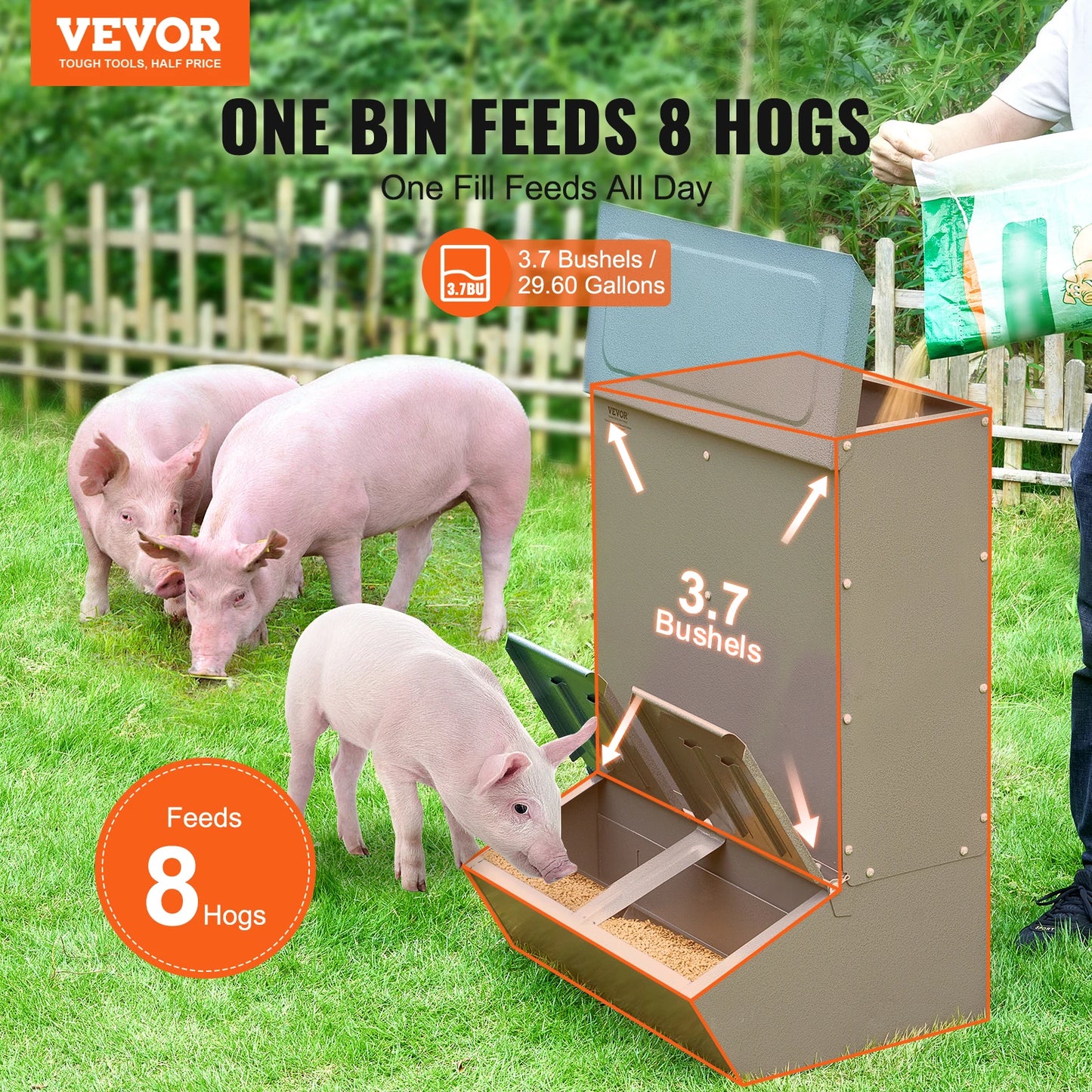 Hog Feeder For Livestock Galvanized Steel Heavy Duty Trough