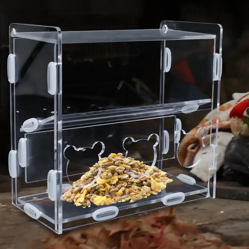 Acrylic Automatic Bird Feeder No Mess Dispenser For Finches Parrots