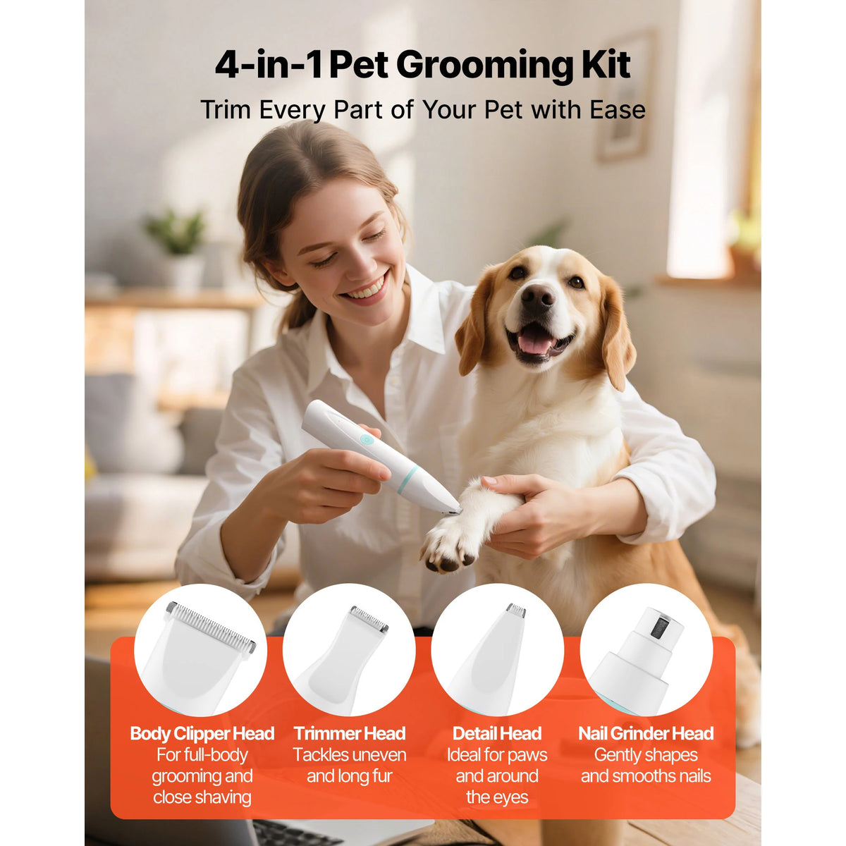 SucceBuy Cordless Dog Grooming Clippers With Combs And Detachable Blades