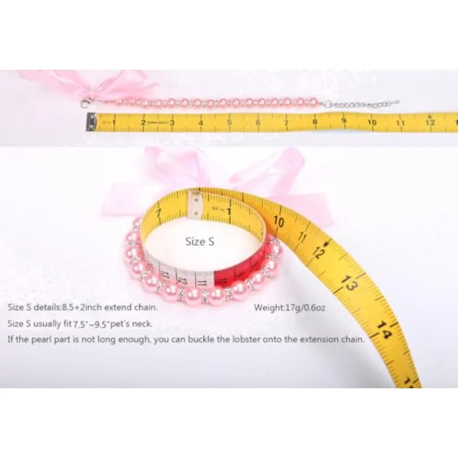 Pearl Necklace Collar With Bling Accessories For Dogs And Cats