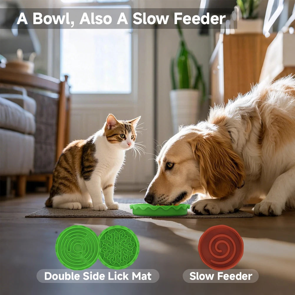 Pet Bowls Elevated Slow Feeder NonSlip Set For Cats Dogs