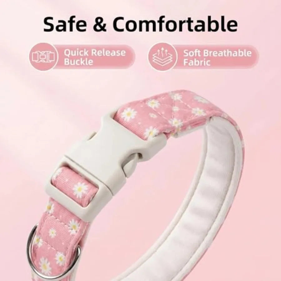 Daisy Dog Collar Quick Release Soft Cotton Pet Collar