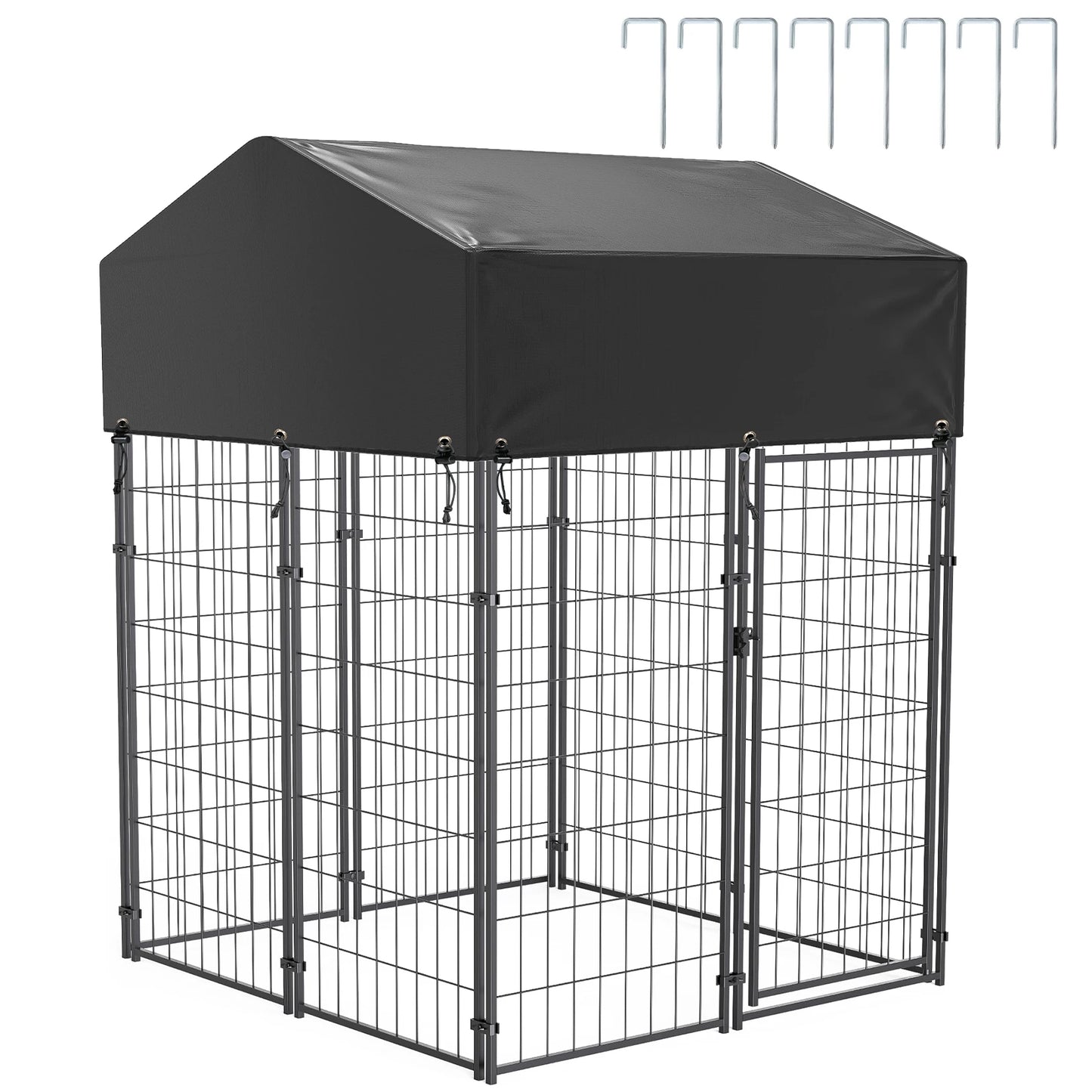 BINGOPAW Outdoor Large Dog Kennel With Welded Wire Runs And Waterproof Canopy