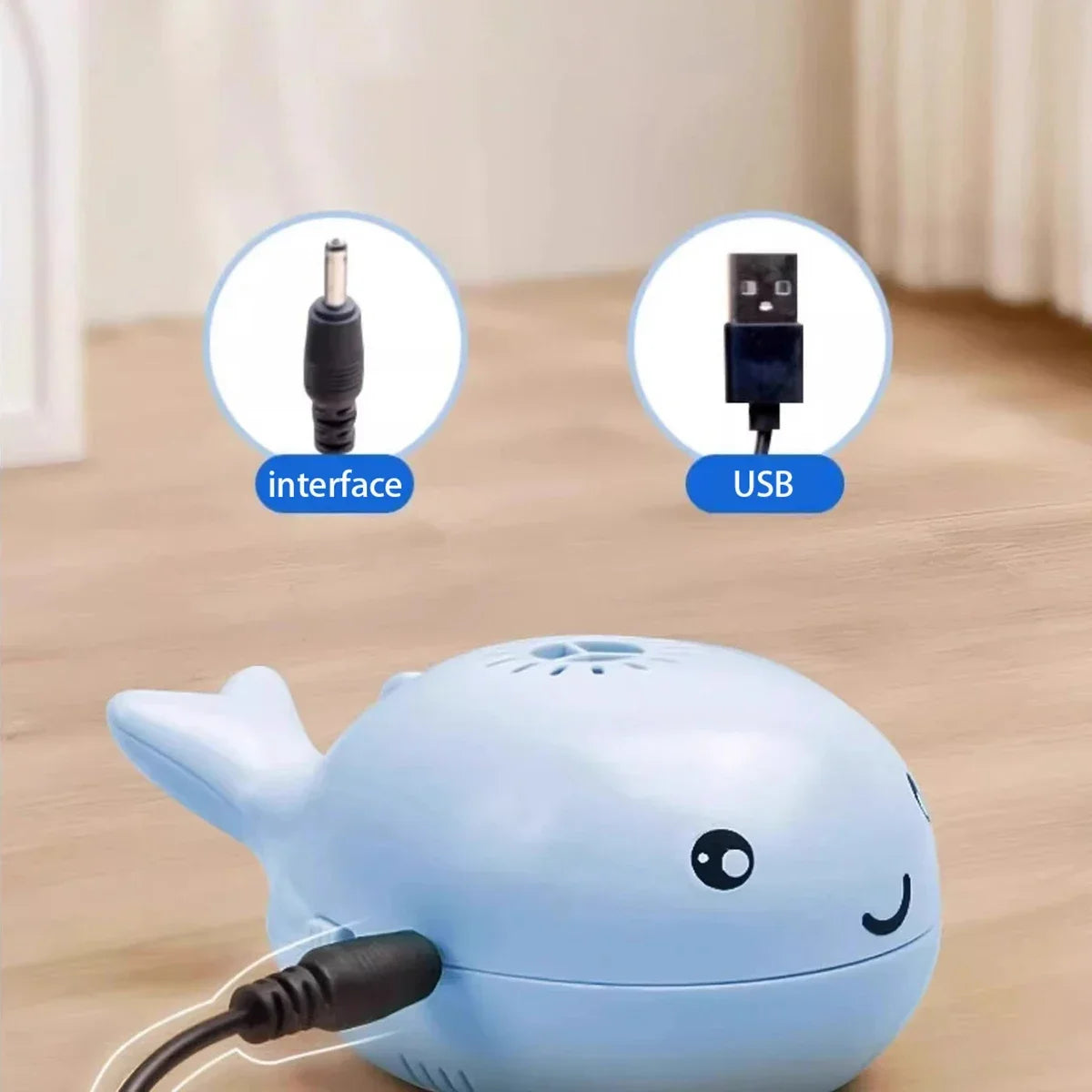 Whale-Shaped Electric Cat Toy With Jet Floating Ball USB Fan