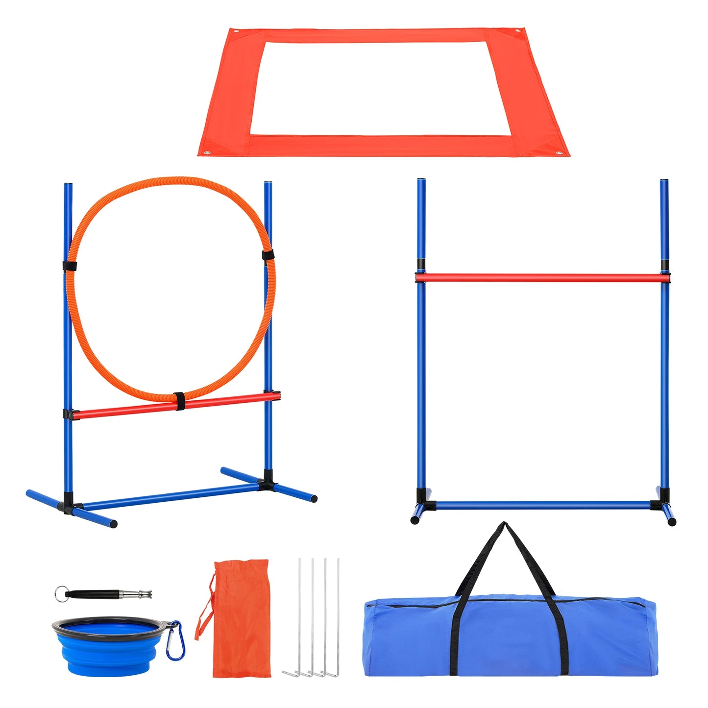 SucceBuy Dog Agility Equipment Set With Adjustable Hurdles And Poles