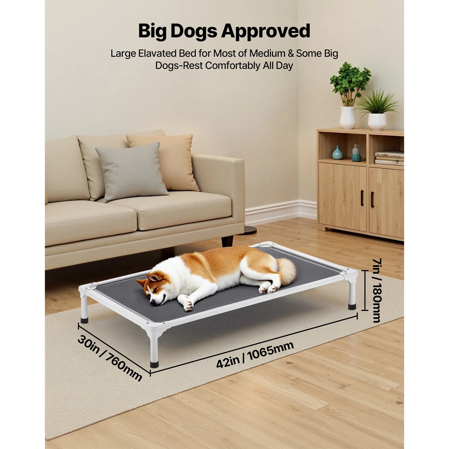 SucceBuy Elevated Dog Bed With Aluminum Frame And Textilene Mesh