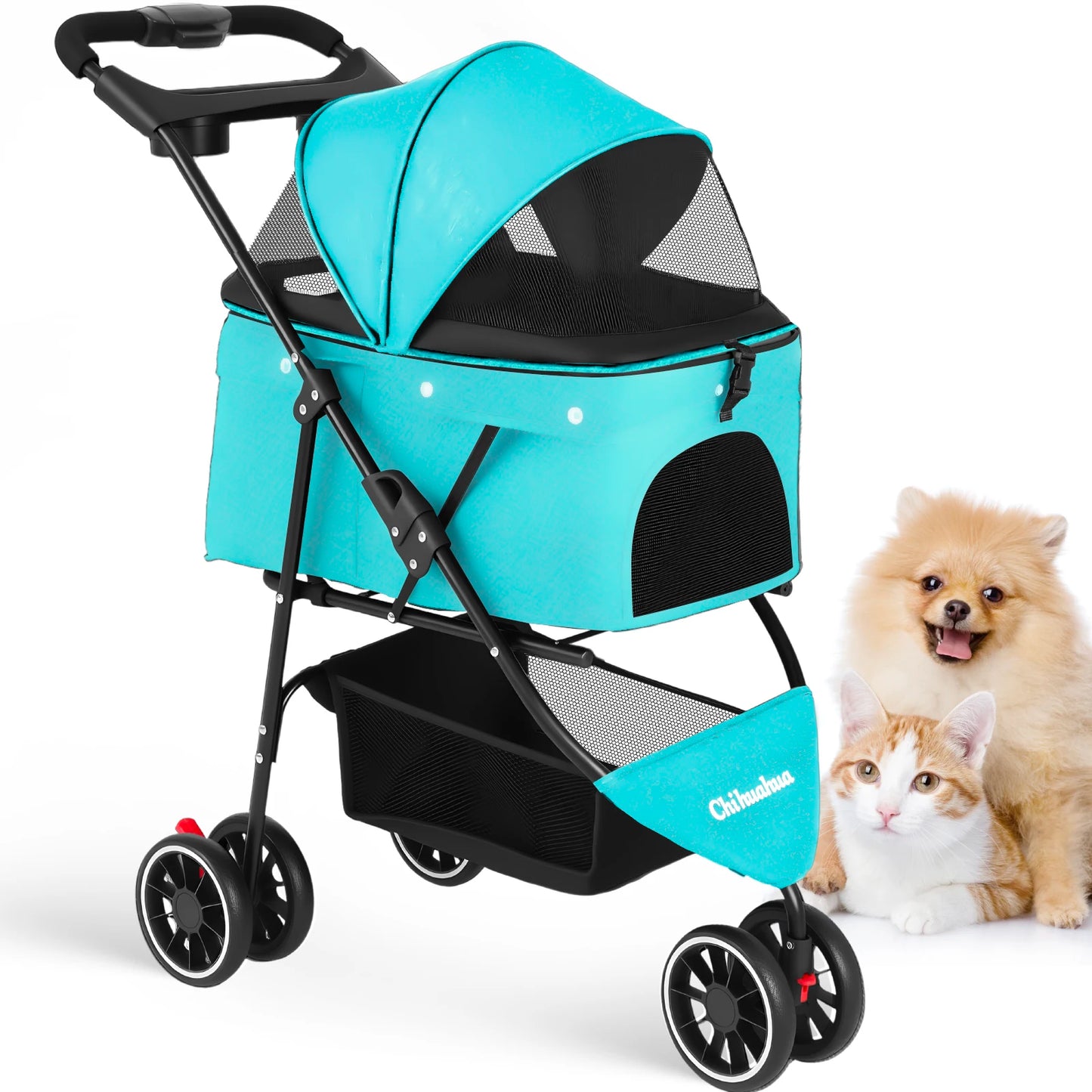Chihuahua Pet Stroller For Cats Dogs Breathable Mesh Canopy