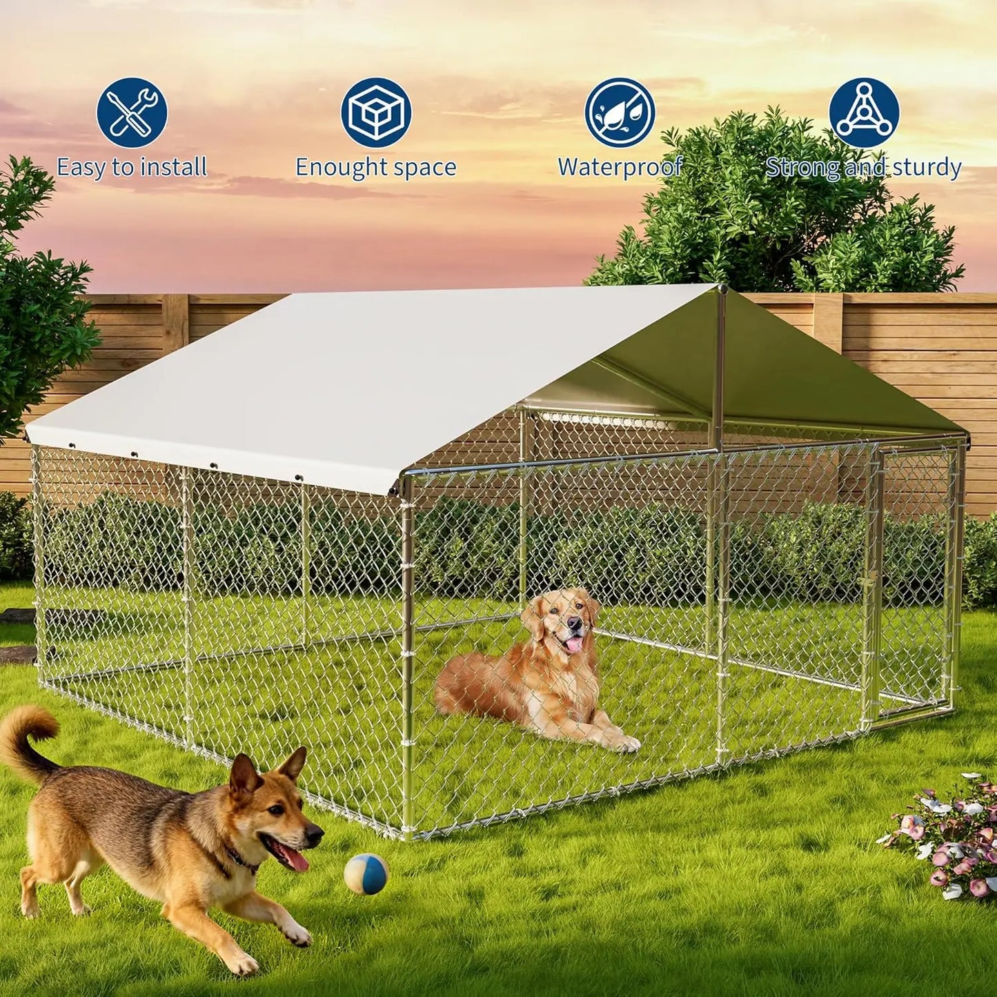 HiMISS Heavy Duty Outdoor Dog Kennel With Waterproof UV Cover