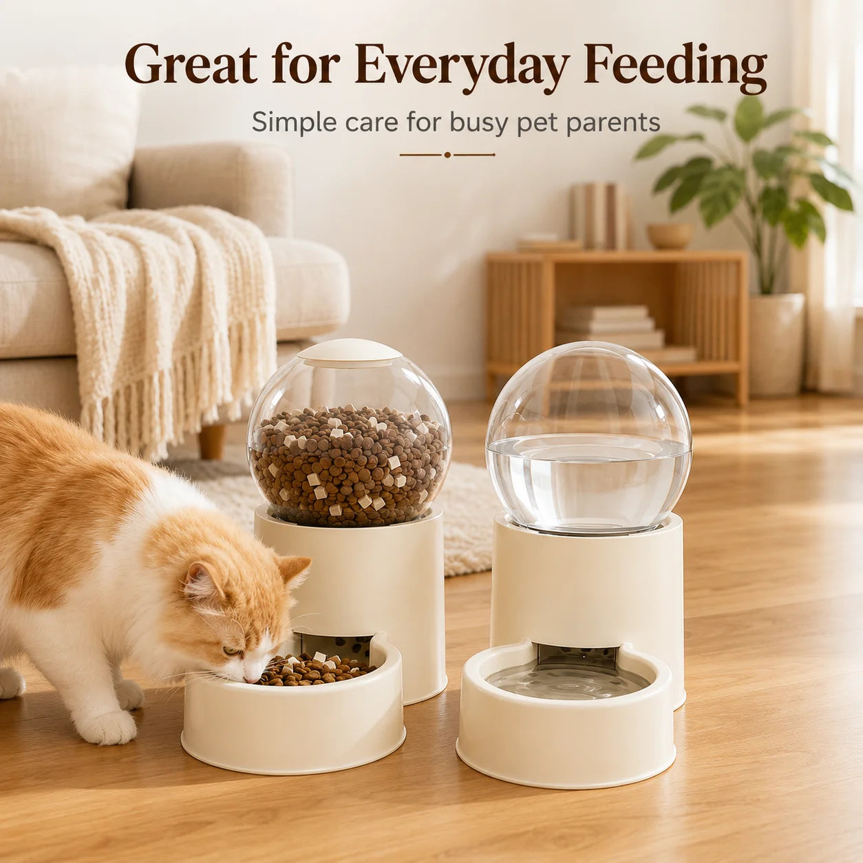 Automatic Gravity Cat Feeder And Water Dispenser Spill Proof