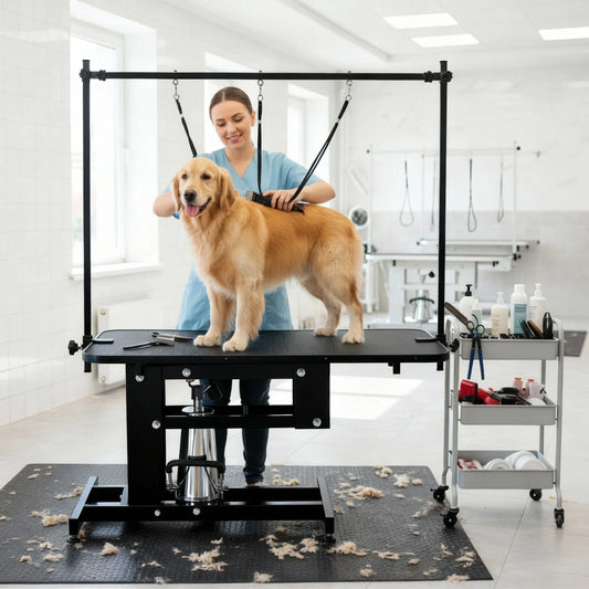 Heavy Duty Iron Dog Grooming Table With Adjustable Overhead Arm