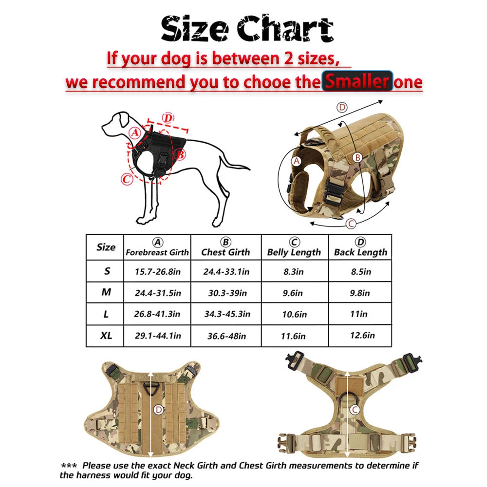 PETRAVEL Tactical Dog Harness Vest Leash Collar Patches Set