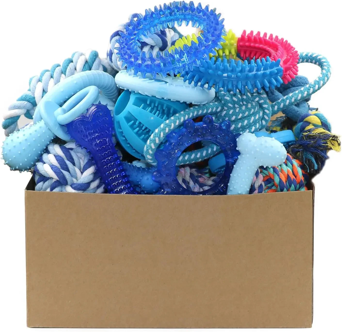 Christmas Dog Toys Bundle 15 Pack Rubber And Rope Chew Toys For Teething Puppies