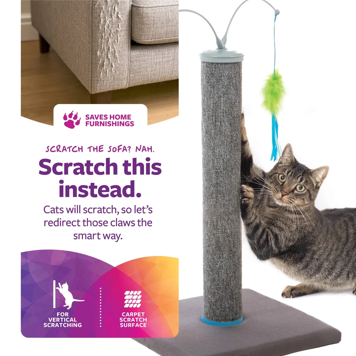 Spin Cat Toy Wand For Cats Carpet Scratching Post Interactive