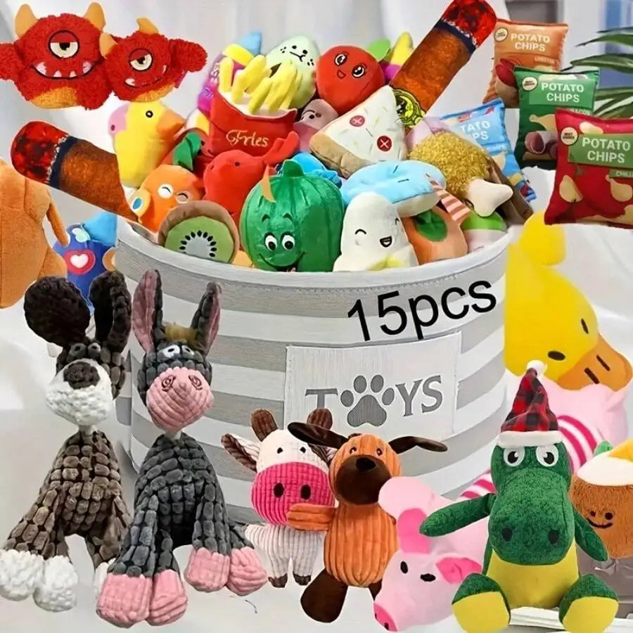 Cartoon Plush Dog Chew Toys For Teeth Cleaning And Anxiety