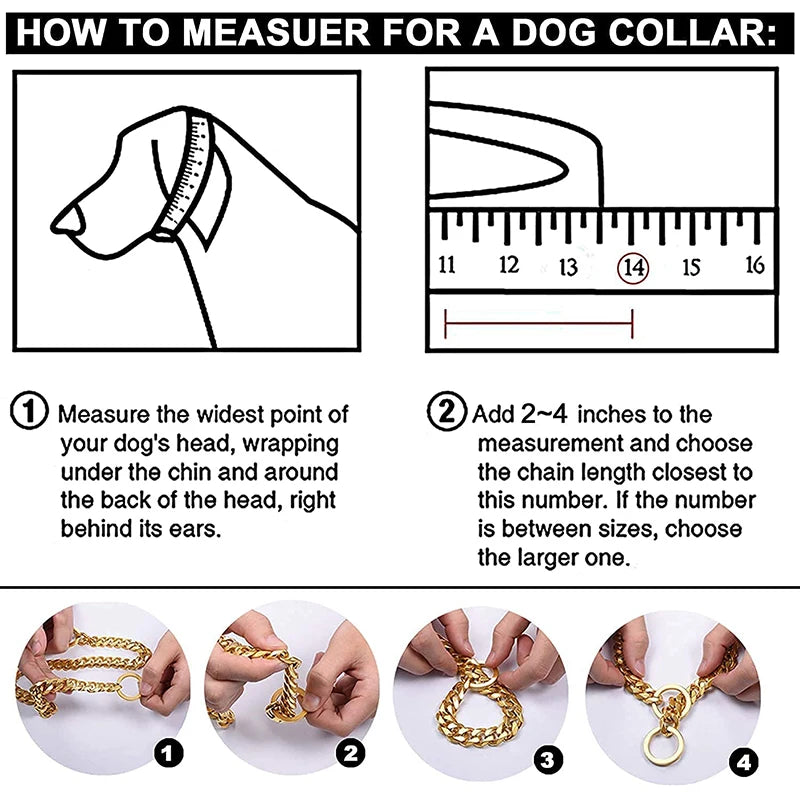 Stainless Steel Chain Collar For Dogs Training And Walking