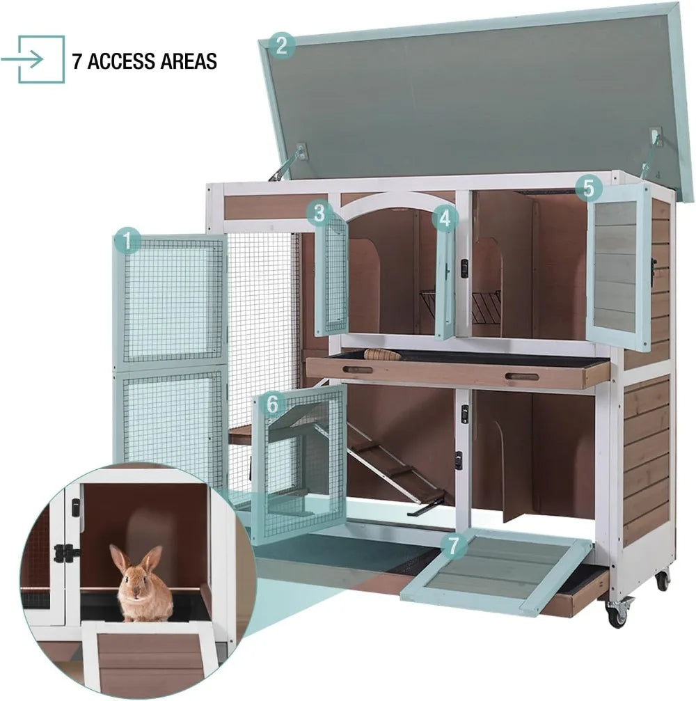 Wooden Rabbit Hutch Indoor Bunny House And Guinea Pig Cage