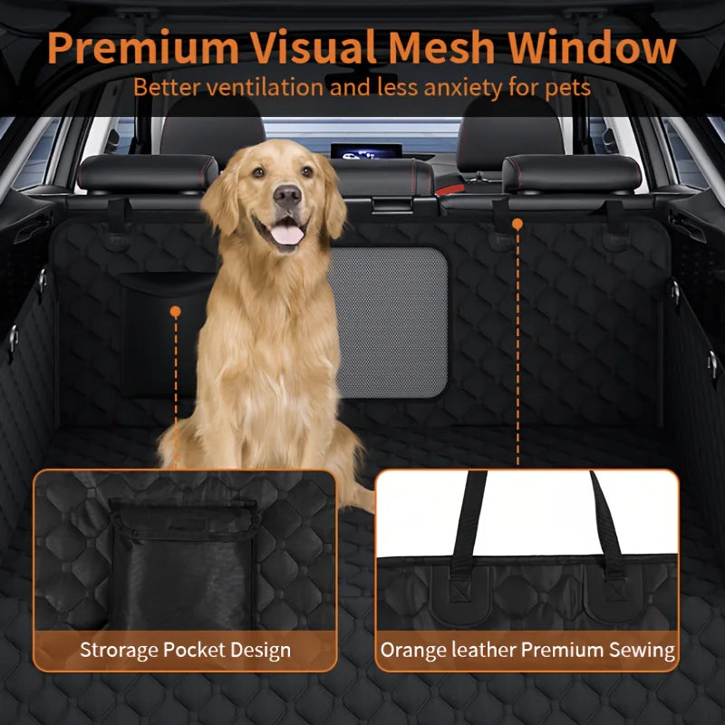 Dog Car Seat Cover With Storage Pockets Mesh Window Waterproof