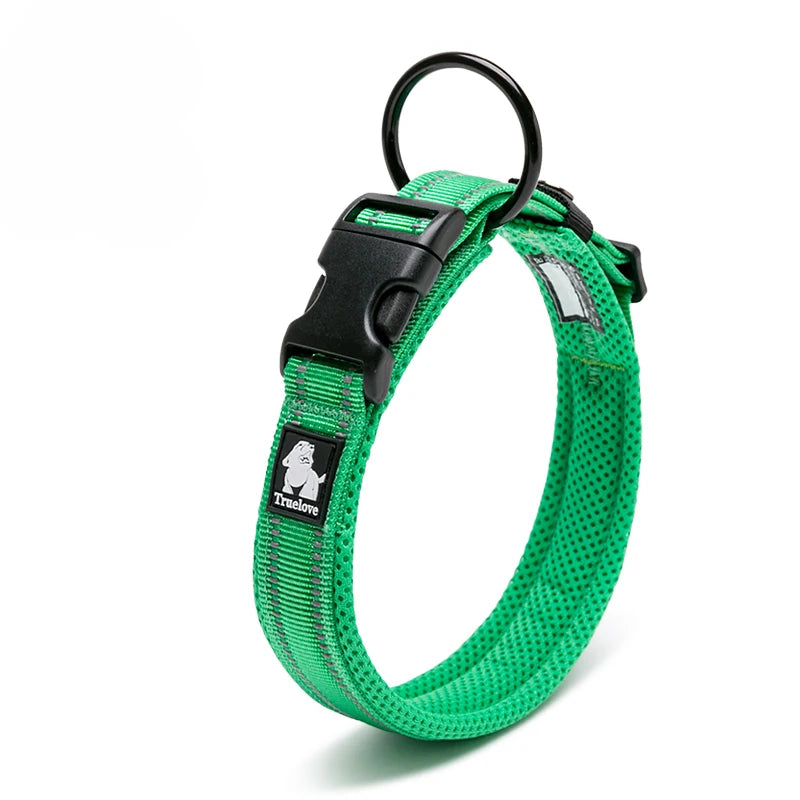 Winhyepet Padded Nylon Dog Collar With Reflective Trim And Buckle