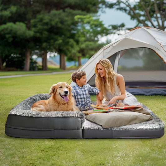 BINGOPAW Orthopedic Pet Bed With Bolster Foldable For Adults