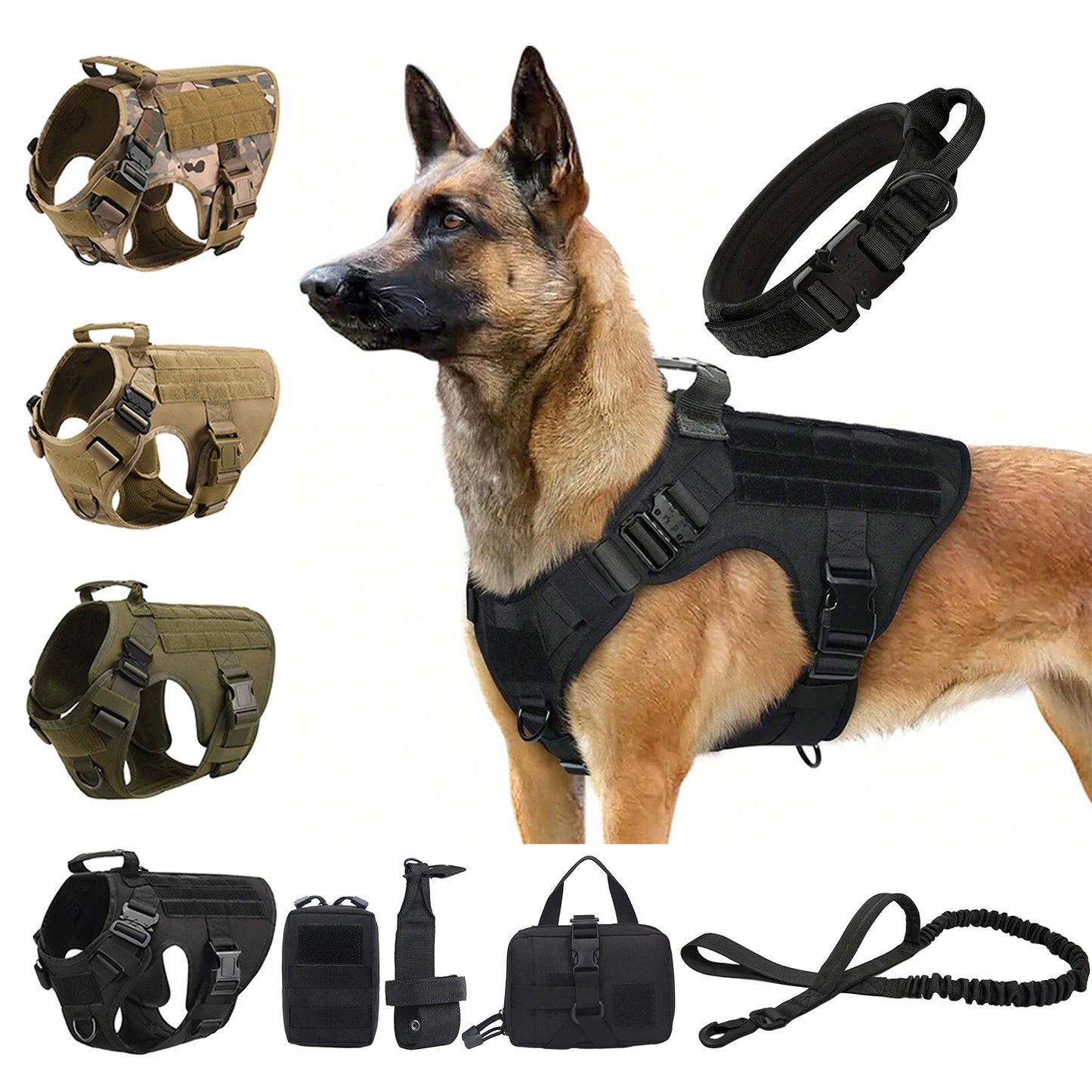 Petravel Tactical Dog Harness With Molle Pouches For Medium To Large Dogs