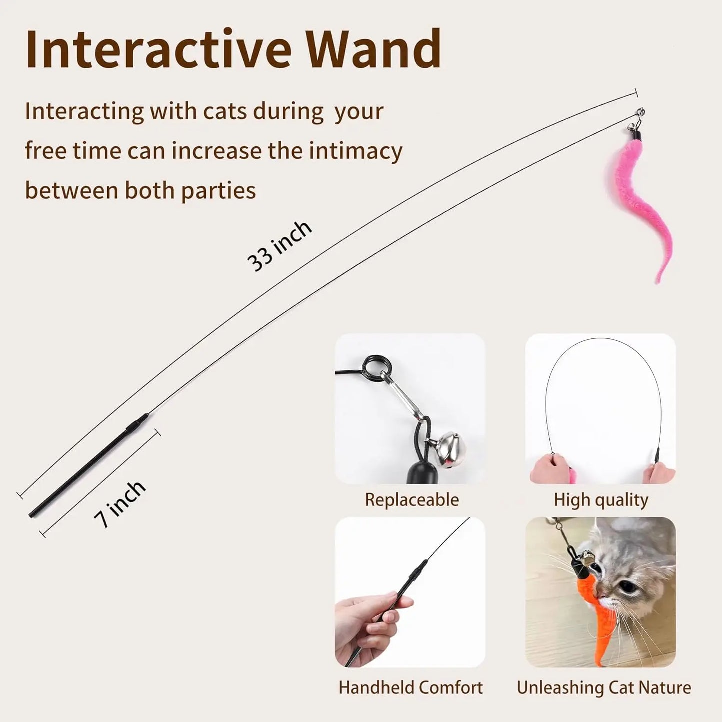 Interactive Cat Toys Set With Wand Refills And Hanging Toys