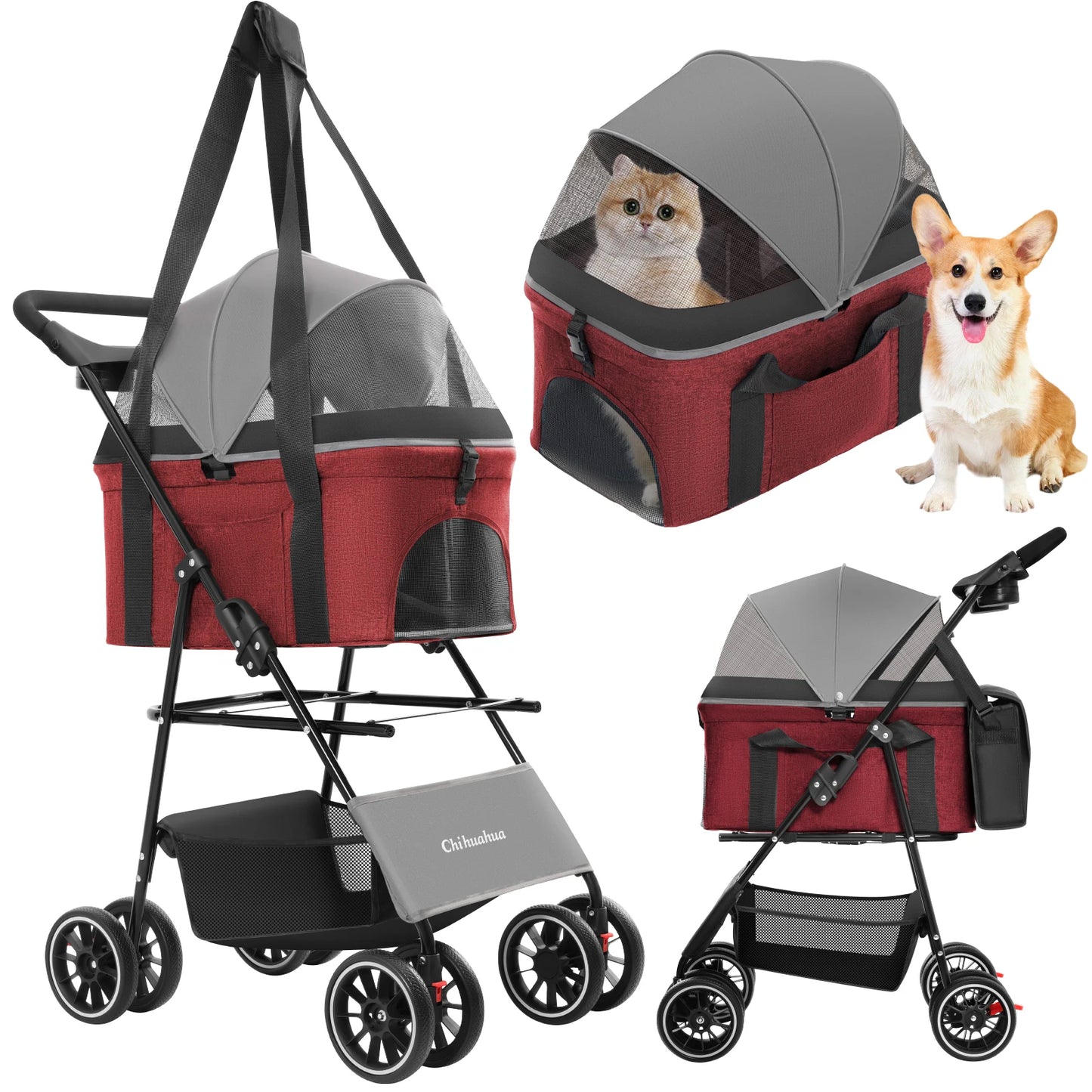 Chihuahua Three In One Pet Stroller For Dogs And Cats
