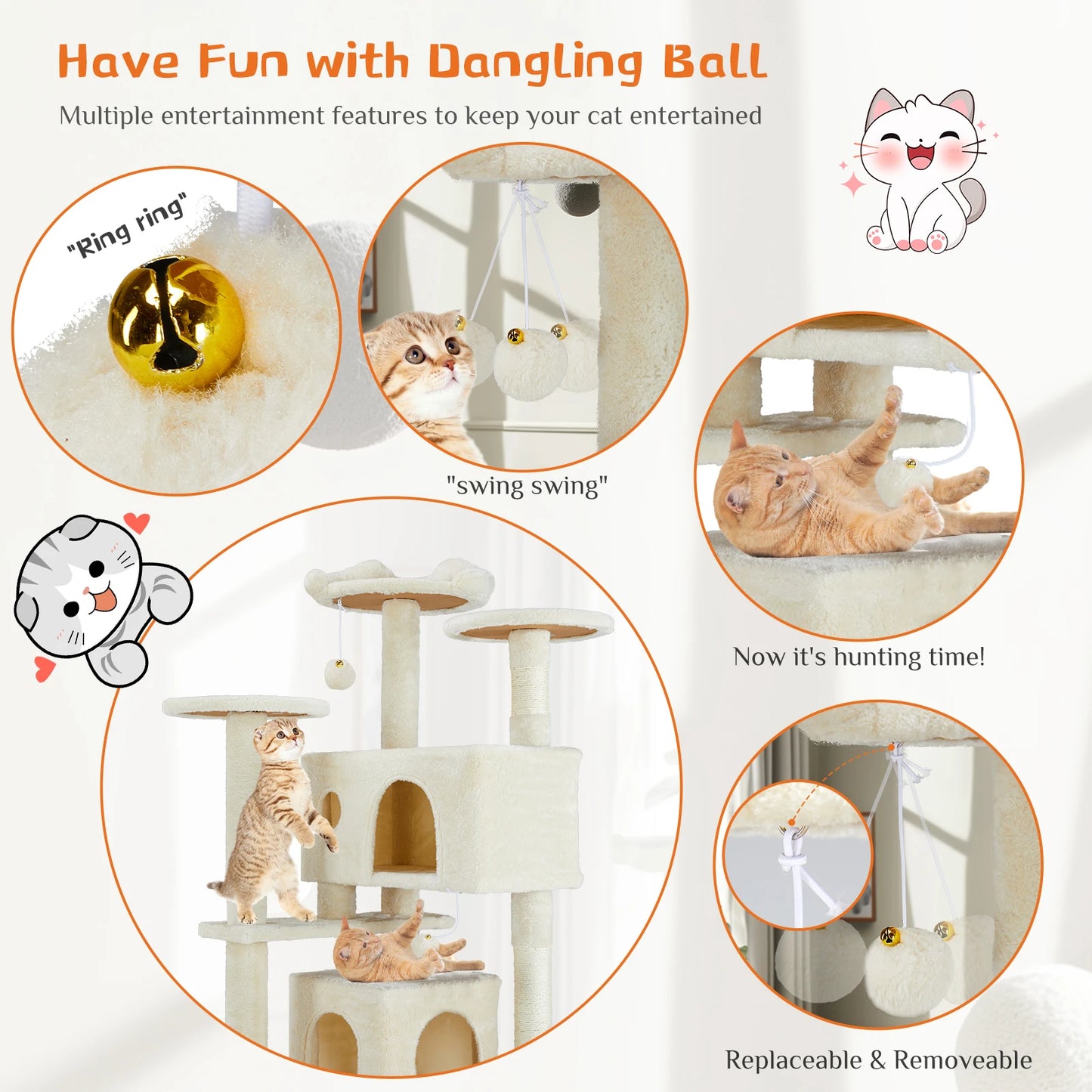 JHK Multi Level Cat Tree Tower With Sisal Scratching Post