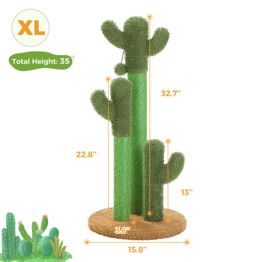 PEQULTICN Cactus Cat Tree With Condo And Hammock Dangling Ball