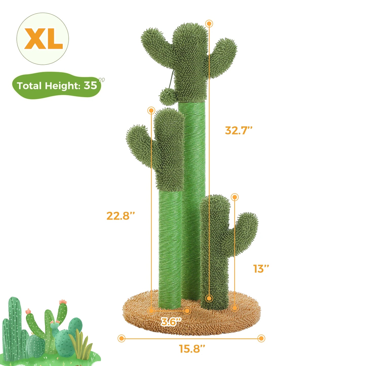 PEQULTI Cactus Cat Tree With Condo, Hammock, Dangling Ball Toy