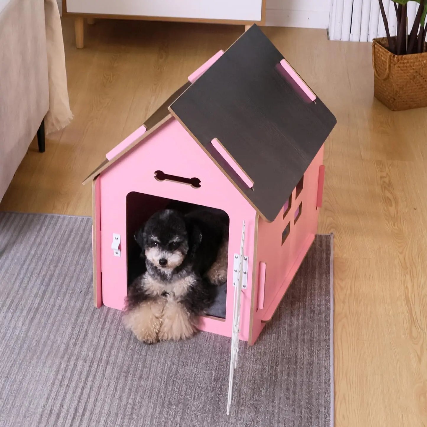 Cozy Wooden Indoor Pet House For Small Dogs And Cats With Air Vents