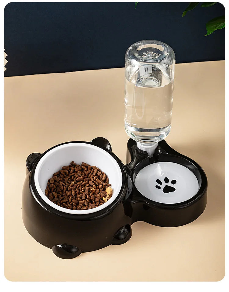 Raised Stainless Steel Double Pet Bowl For Cats And Dogs