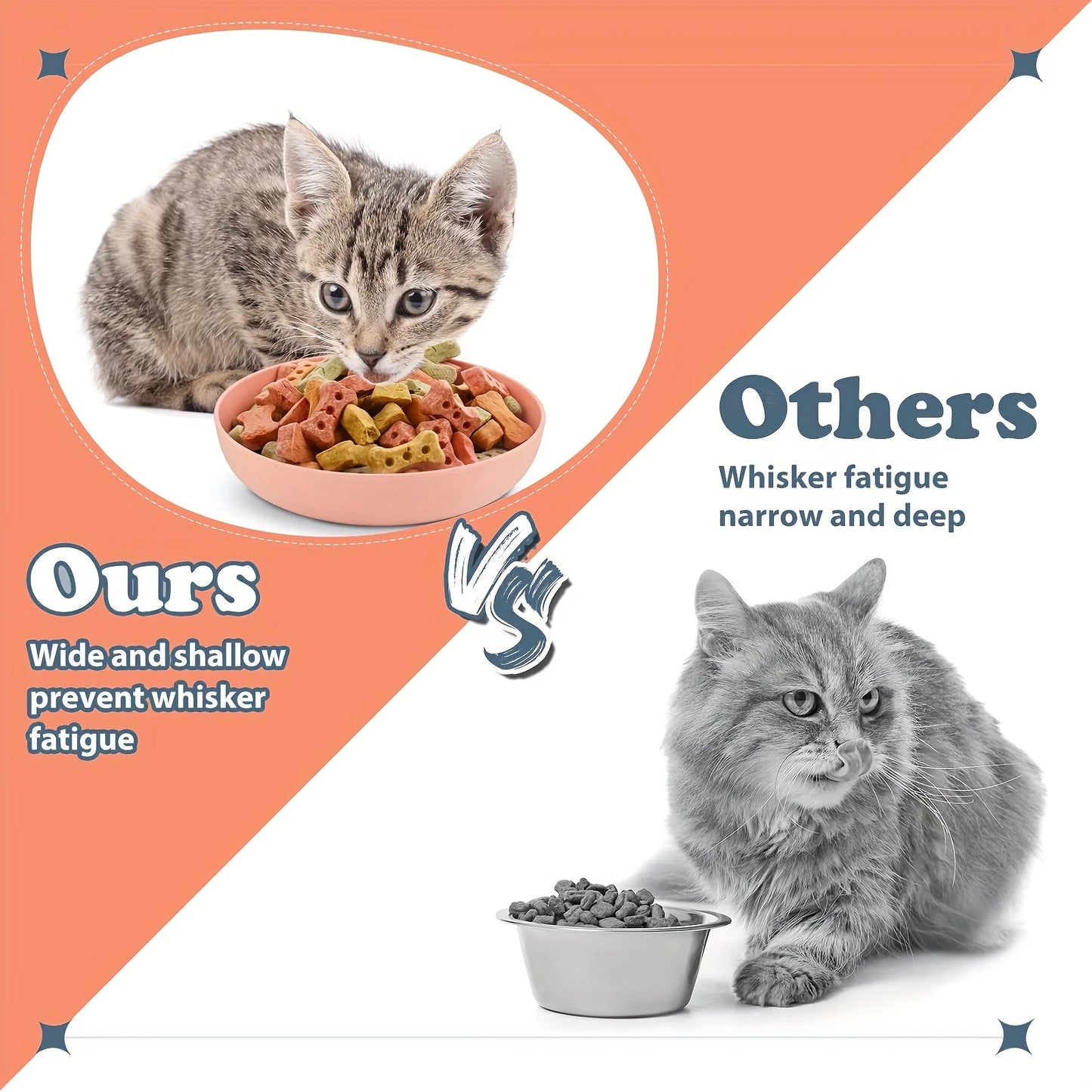 Cat Bowls Set Non-Slip Plastic Pet Food And Water Dishes