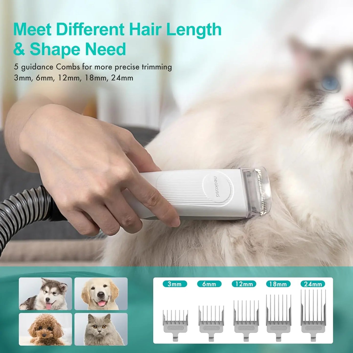 Professional Pet Grooming Kit With Vacuum Suction, Low Noise Design