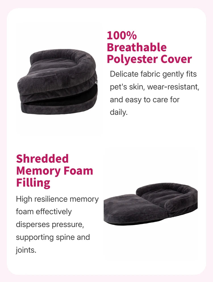 Dual Use Pet Bed Foldable Cozy Cuddler for Shared Rest