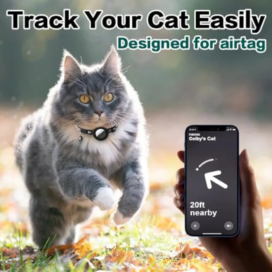 AirTag Cat Collar Breakaway Reflective Kitten Collar With Bell Holder