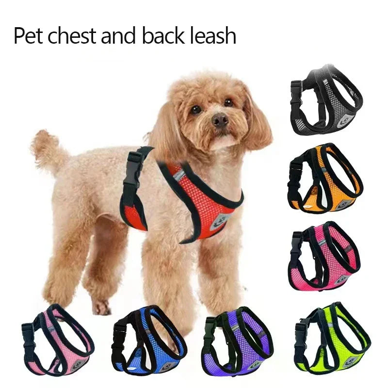 Pet Polyester Harness Vest With Leash For Cats And Dogs
