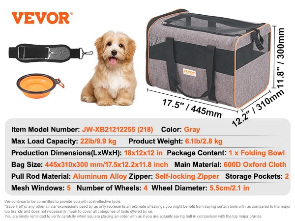 Breathable Pet Carrier Backpack With Telescopic Handle For Travel