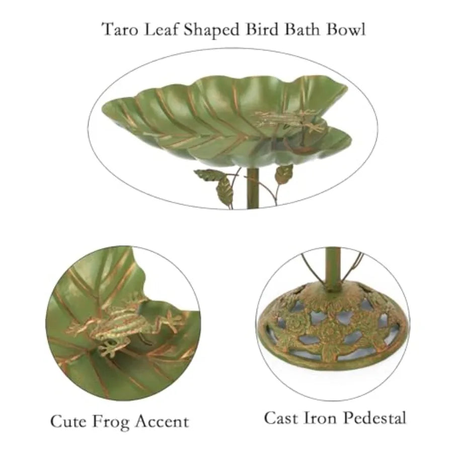 Cast Iron Pedestal Bird Bath For Outdoors Garden Decor